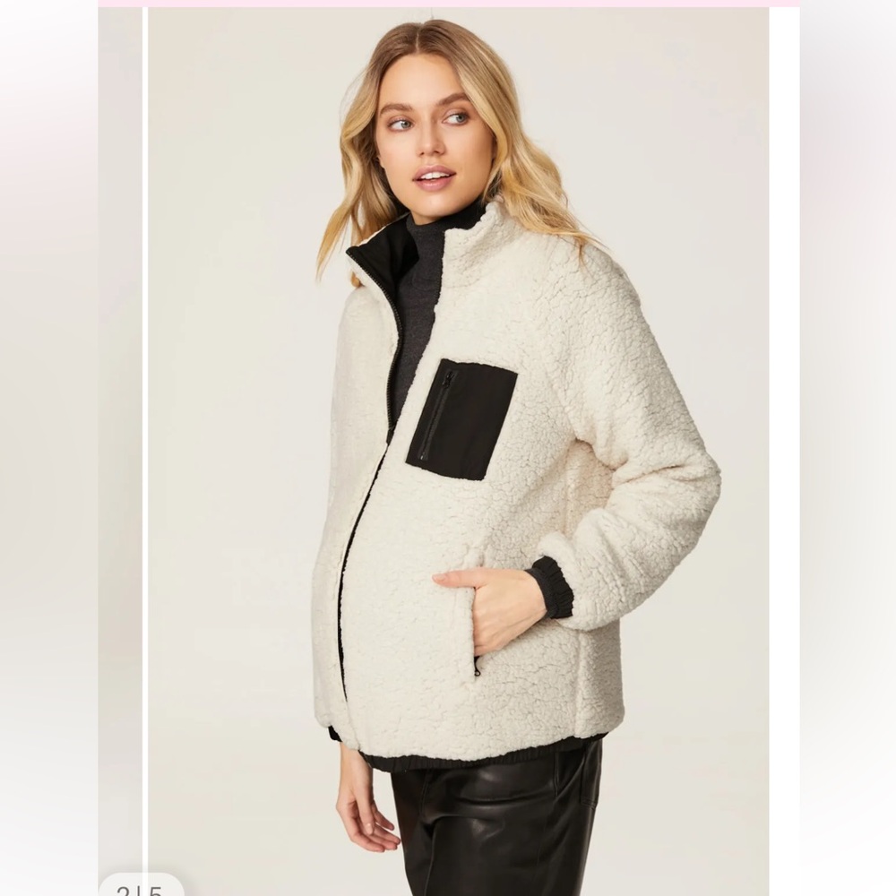 Ingrid & Isabel Reversible Faux Sherpa Maternity Jacket Size XS - Picture 3 of 12
